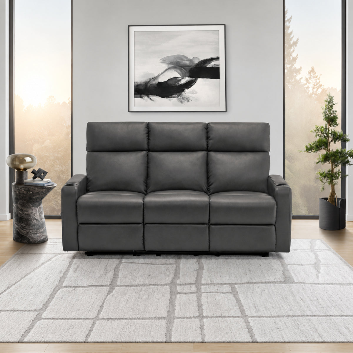 Théo - Sofa Inclinable - Cuir Gris