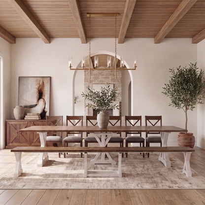 Transformer - Gather Dining Table - French Chestnut / Patina White