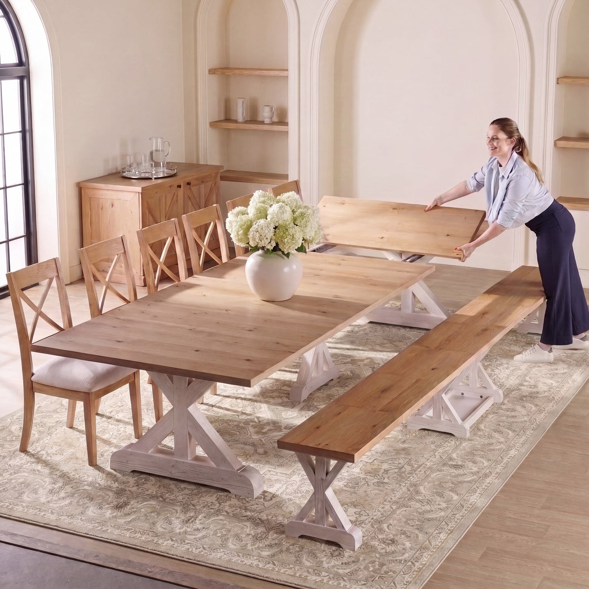 Transformer - Gather Bench - Belgian Oak / Patina White