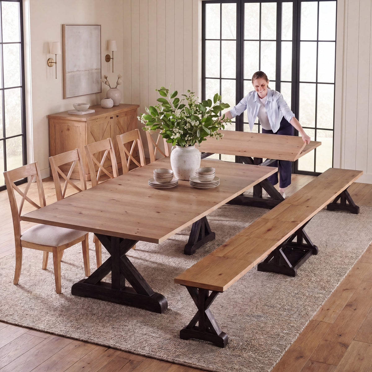 Transformer - Gather Dining Table - Belgian Oak / Patina Black