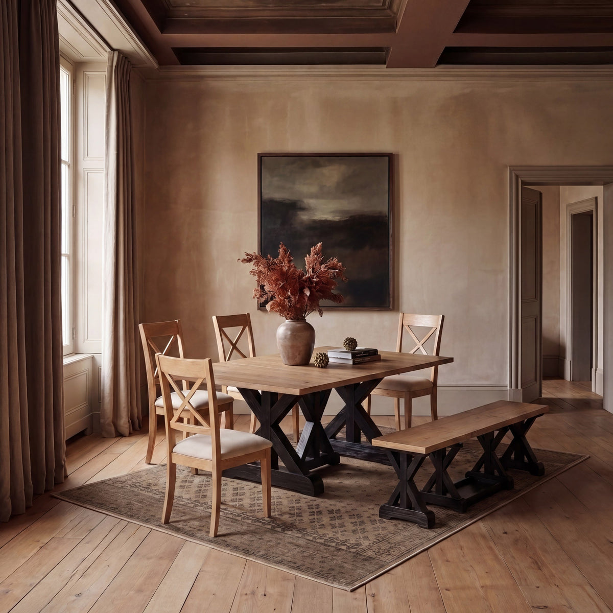 Transformer - Gather Dining Table - Belgian Oak / Patina Black