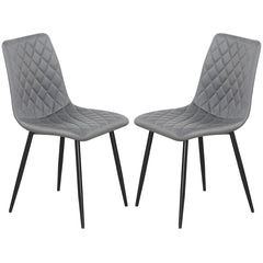 Set of 2 chairs / 35"H / Gray Faux Leather / Black