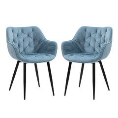 Set of 2 chairs / 32"H / Blue Velvet / Black