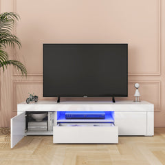 LED TV Stand - Entertainment Unit - Glossy White - 63 in