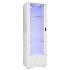 Multi-Purpose Storage Cabinet - Glossy White with LED Lighting