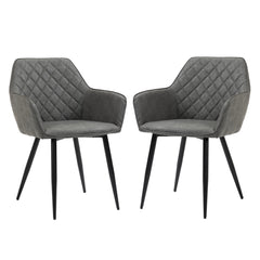 Set of 2 chairs / 33"H / Gray Faux Leather / Black