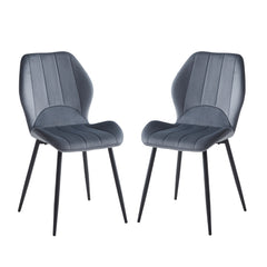 Set of 2 chairs / 35"H / Dark Gray Velvet / Black