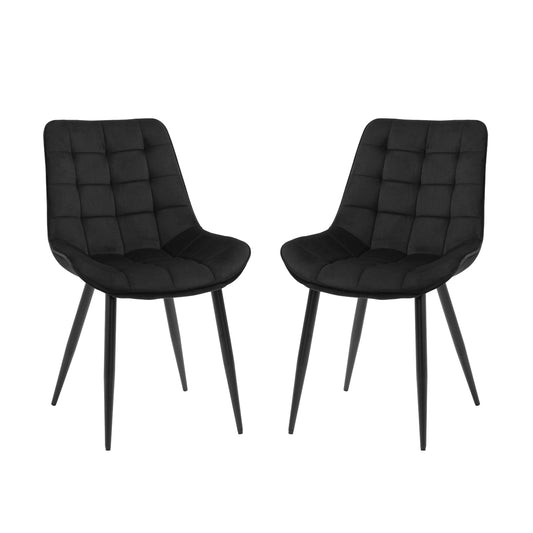 Chair - 2pcs / 33"H / Black Velvet / Black 1500