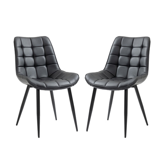 Chair - 2pcs / 33"H / Black Leatherette / Black 1500