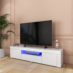 LED TV Stand - Entertainment Unit - Glossy White - 63 in