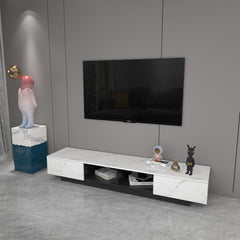 
LED TV Stand - Entertainment Unit - Marble and Black - 70 in