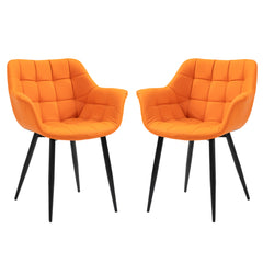 Chaise - 2pcs / 32"H / Simili-Cuir Orange / Noir