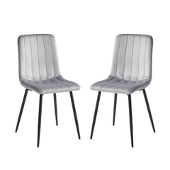 Set of 2 chairs / 36"H / Light Gray Velvet / Black