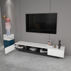 
LED TV Stand - Entertainment Unit - Marble and Black - 70 in