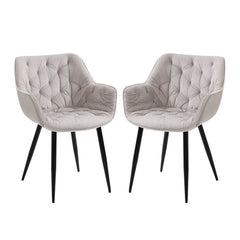 Set of 2 chairs / 32"H / Light Gray Velvet / Black