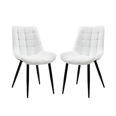 Set of 2 chairs / 33"H / Faux Leather White / Black