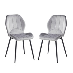 Set of 2 chairs / 35"H / Light Gray Velvet / Black