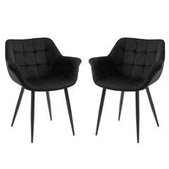 Set of 2 chairs / 32"H / Black Velvet / Black