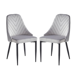 Set of 2 chairs / 36"H / Light Gray Velvet / Black