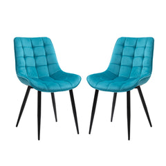 Set of 2 chairs / 33"H / Blue Velvet / Black