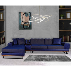 Sofa Sectionnel - Asya - Tissu Bleu 2 tons