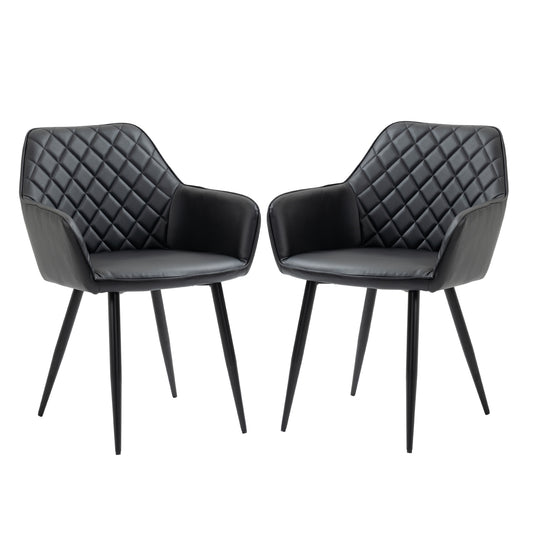 Set of 2 chairs / 33"H / Black Faux Leather / Black 1500
