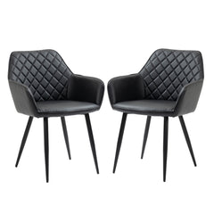 Set of 2 chairs / 33"H / Black Faux Leather / Black