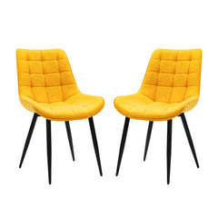 Set of 2 chairs / 33"H / Yellow Velvet / Black