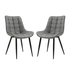 Set of 2 chairs / 33"H / Gray Faux Leather / Black