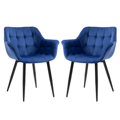 Set of 2 chairs / 32"H / Blue Velvet / Black