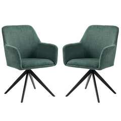 Set of 2 chairs / 33"H / Green Fabric / Black