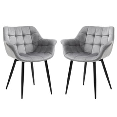 Set of 2 chairs / 32"H / Gray Velvet / Black