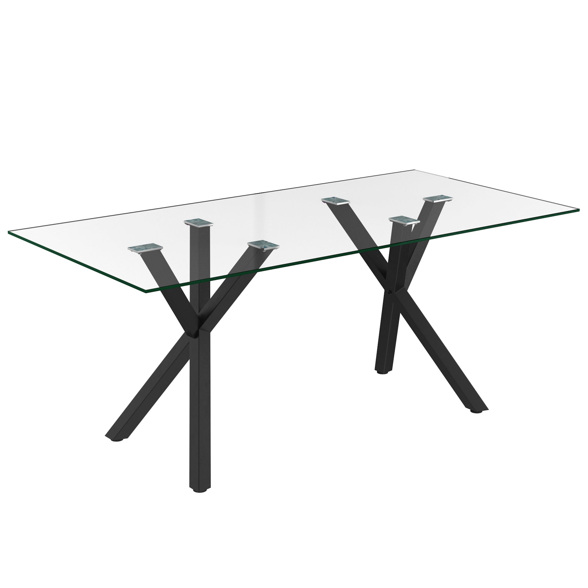 Stark/Elena - Dining Room Set - Tempered Glass and Black