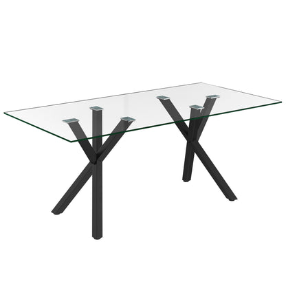 Stark/Elena - Dining Room Set - Tempered Glass and Black