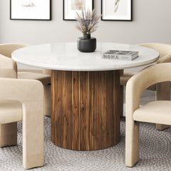 Round Dining Table - Jilsa - Walnut and White