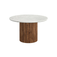 Round Dining Table - Jilsa - Walnut and White