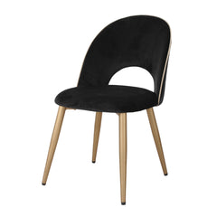 Ensemble de 2 chaises / 33"H / Velour Noir / Or