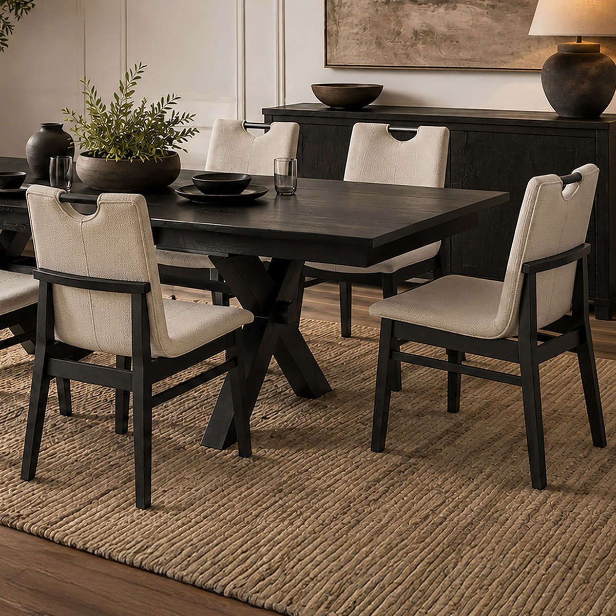 Argyle - Dining Chair - Beige and Black