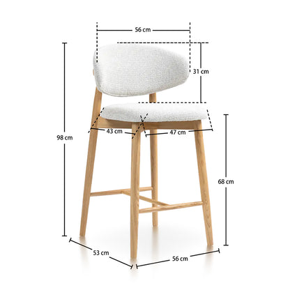 Emy - Counter Stool - Beige Fabric