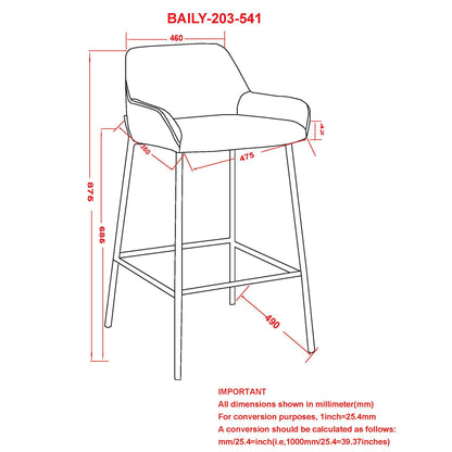 Baily - Tabouret de bar - Gris