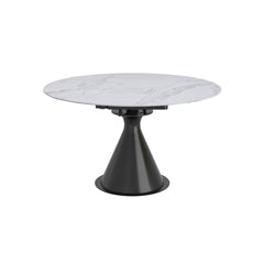 Round Extendable Dining Table - Calisto - White Sintered Stone