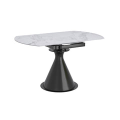 Round Extendable Dining Table - Calisto - White Sintered Stone