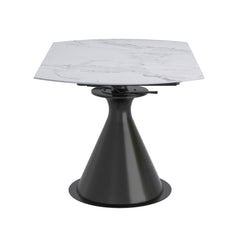 Round Extendable Dining Table - Calisto - White Sintered Stone