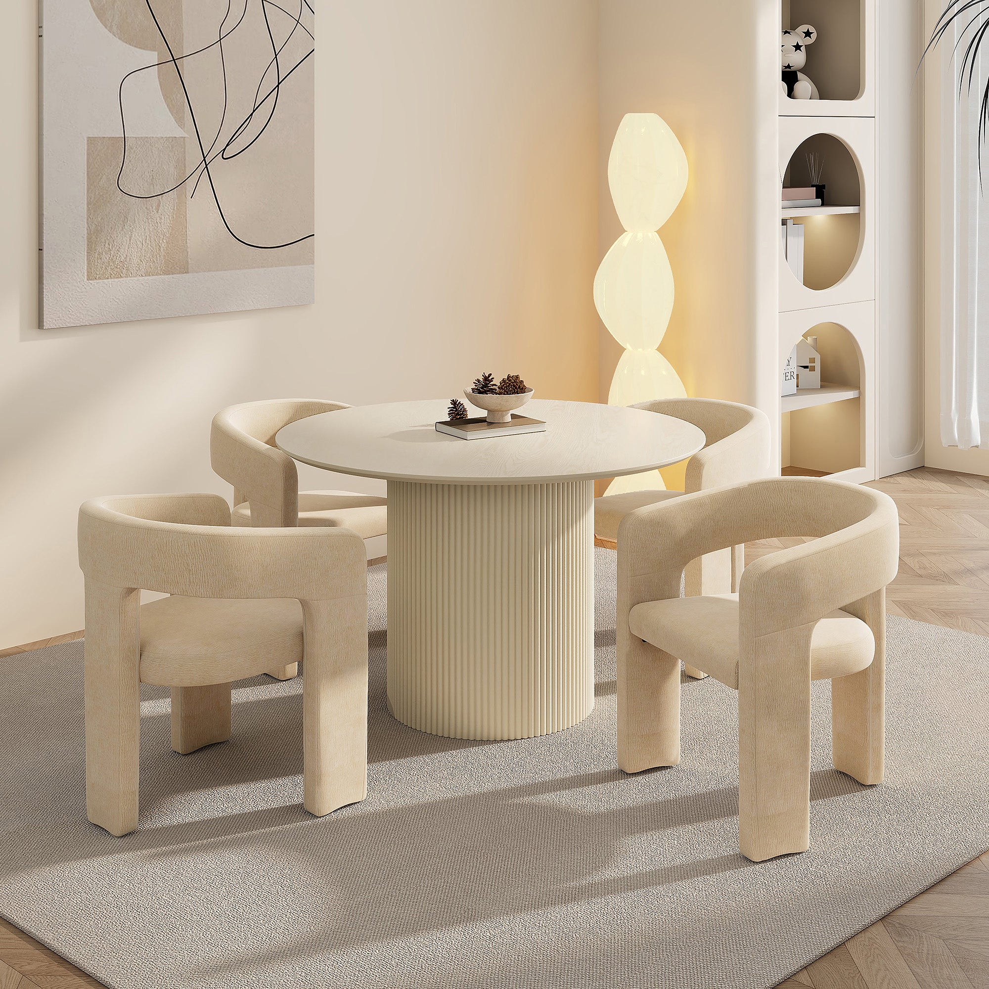Tovas/Audrey - Dining Table Set - Ivory and Beige