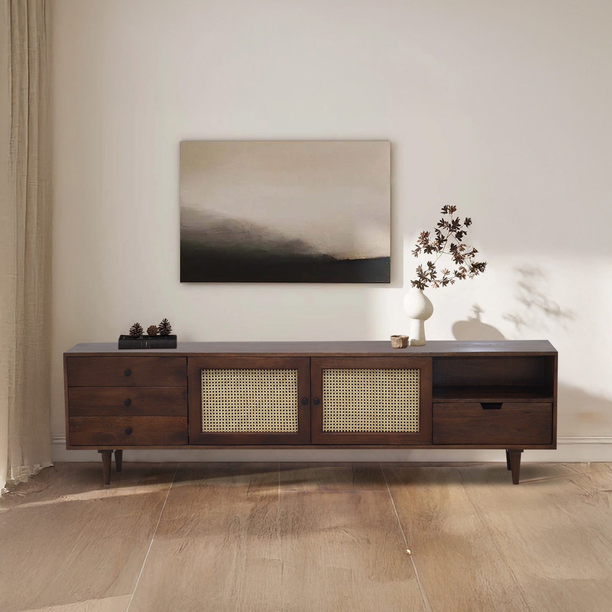 Sora - Meuble de TV - Bois Massif Noyer - 78 po