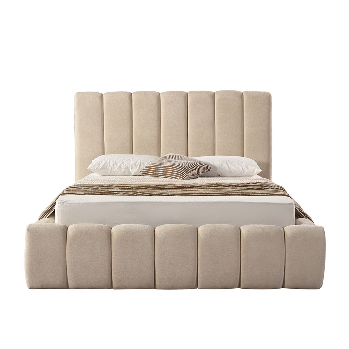 Roba - Queen Bed - Beige Fabric