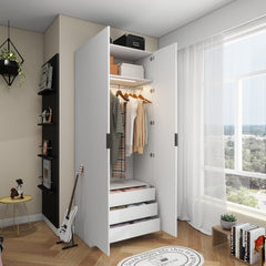 CLAS Modular Wardrobe with 2 Doors - Glossy White