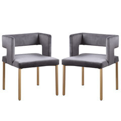Set of 2 chairs / 30"H / Gray Velvet / Gold