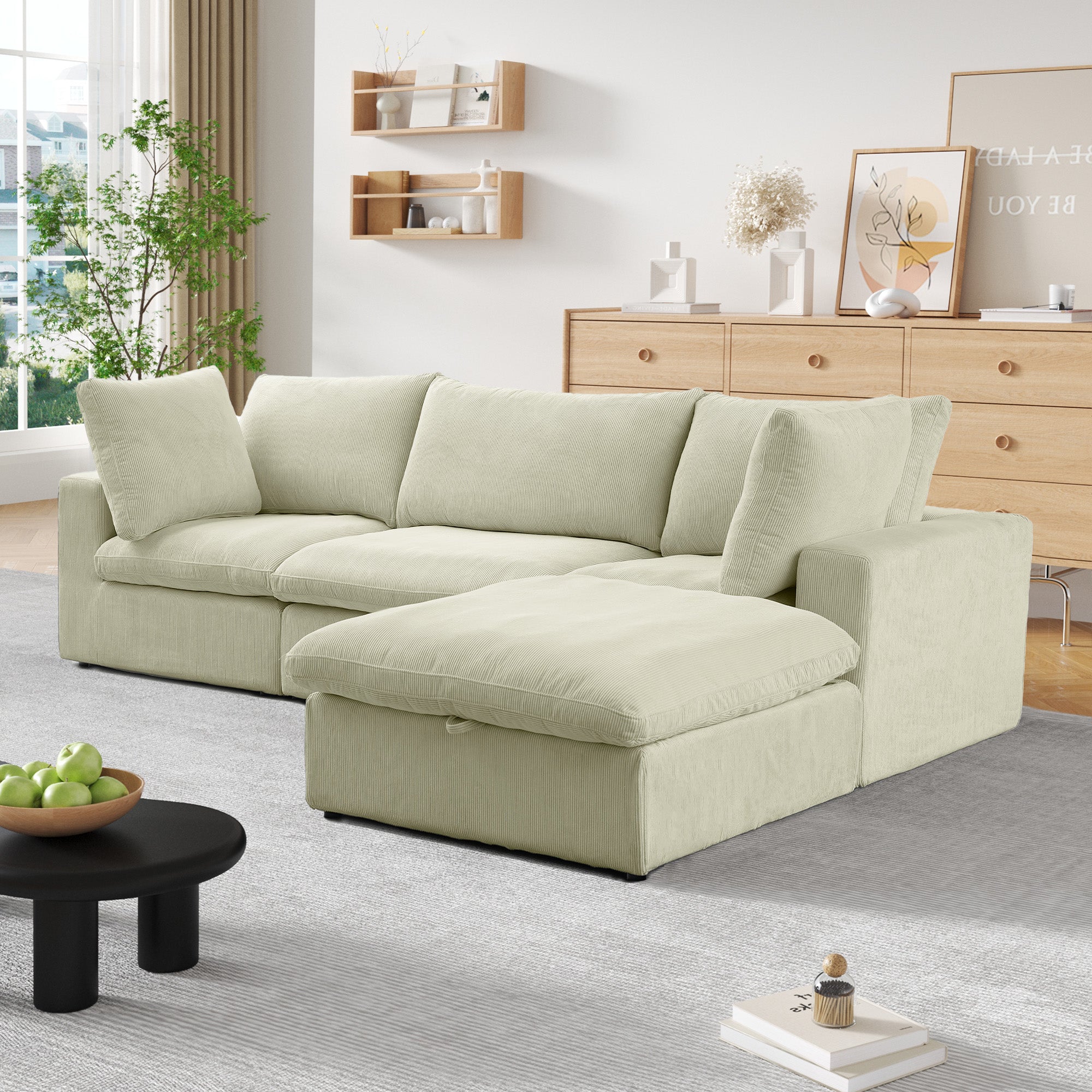 Cozy - Sofa Modulaire Sectionnel - Tissu Côtelé Beige