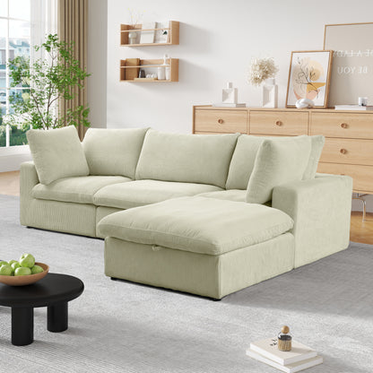 Cozy - Sofa Modulaire Sectionnel - Tissu Côtelé Beige